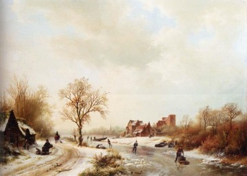  Cornelis Lienzo - Paisaje invernal holandés Barend Cornelis Koekkoek